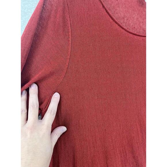 Eileen Fisher Women's Tunic Top Size 1X Red High Low Hem Linen Blend Lightweight - Picture 6 of 9